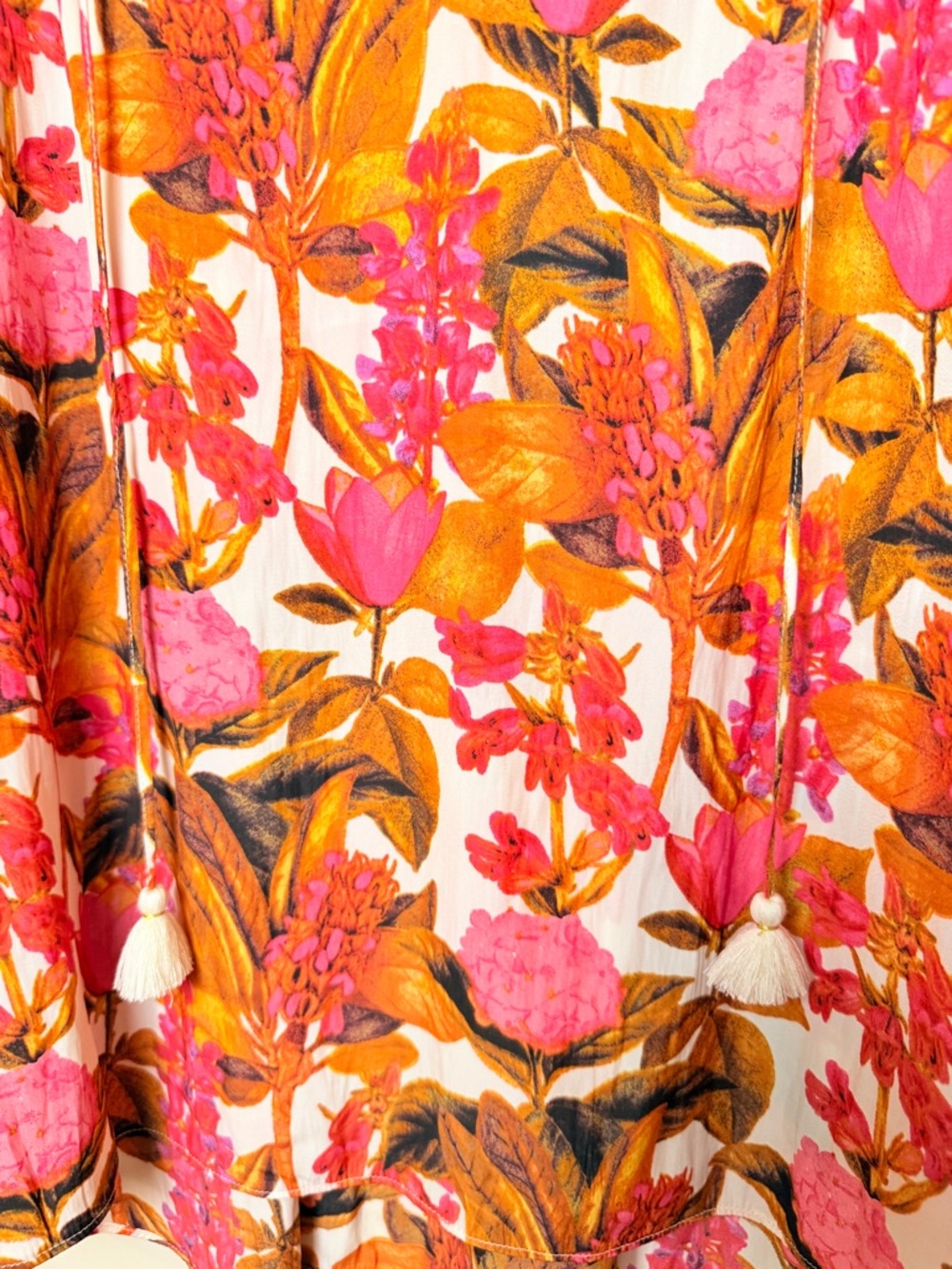 Rose & Olive XL Pink and Orange Floral Peasant Blouse - Picture 3 of 6